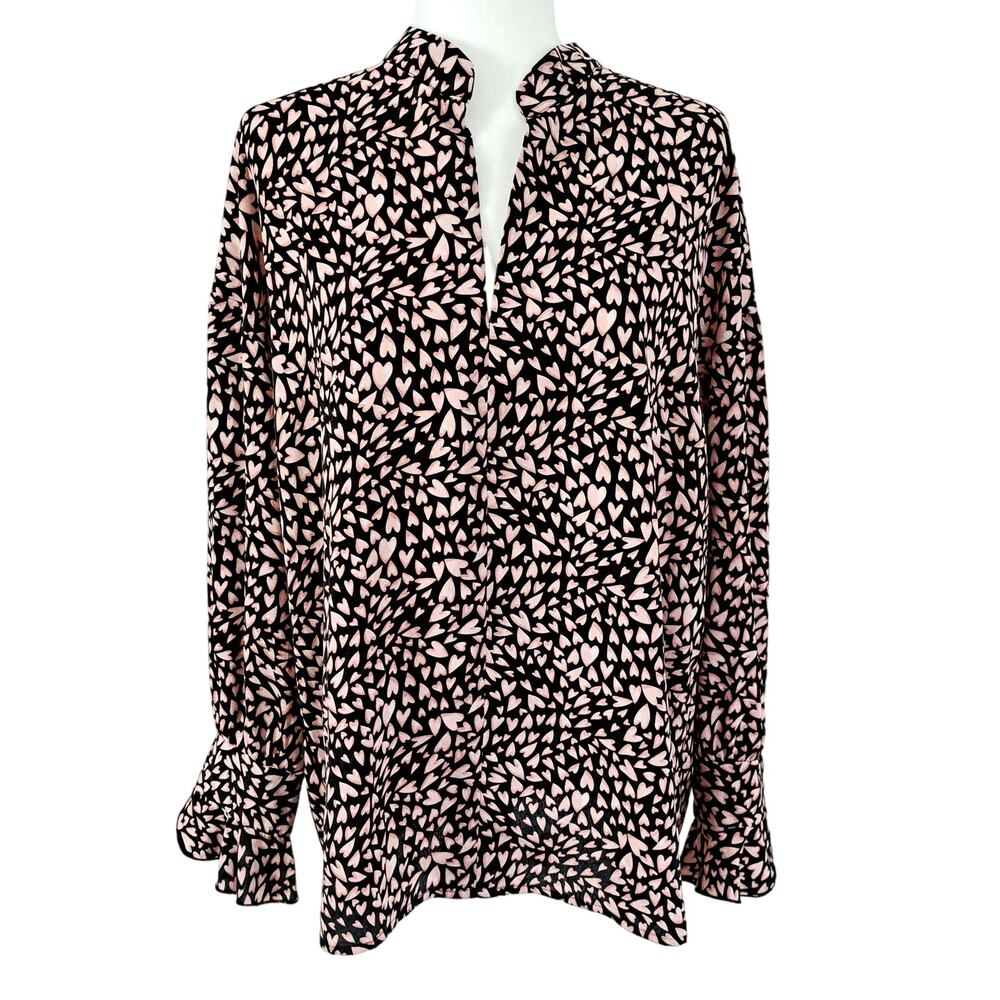 Shein Long Sleeve Lightweight Heart Print Top